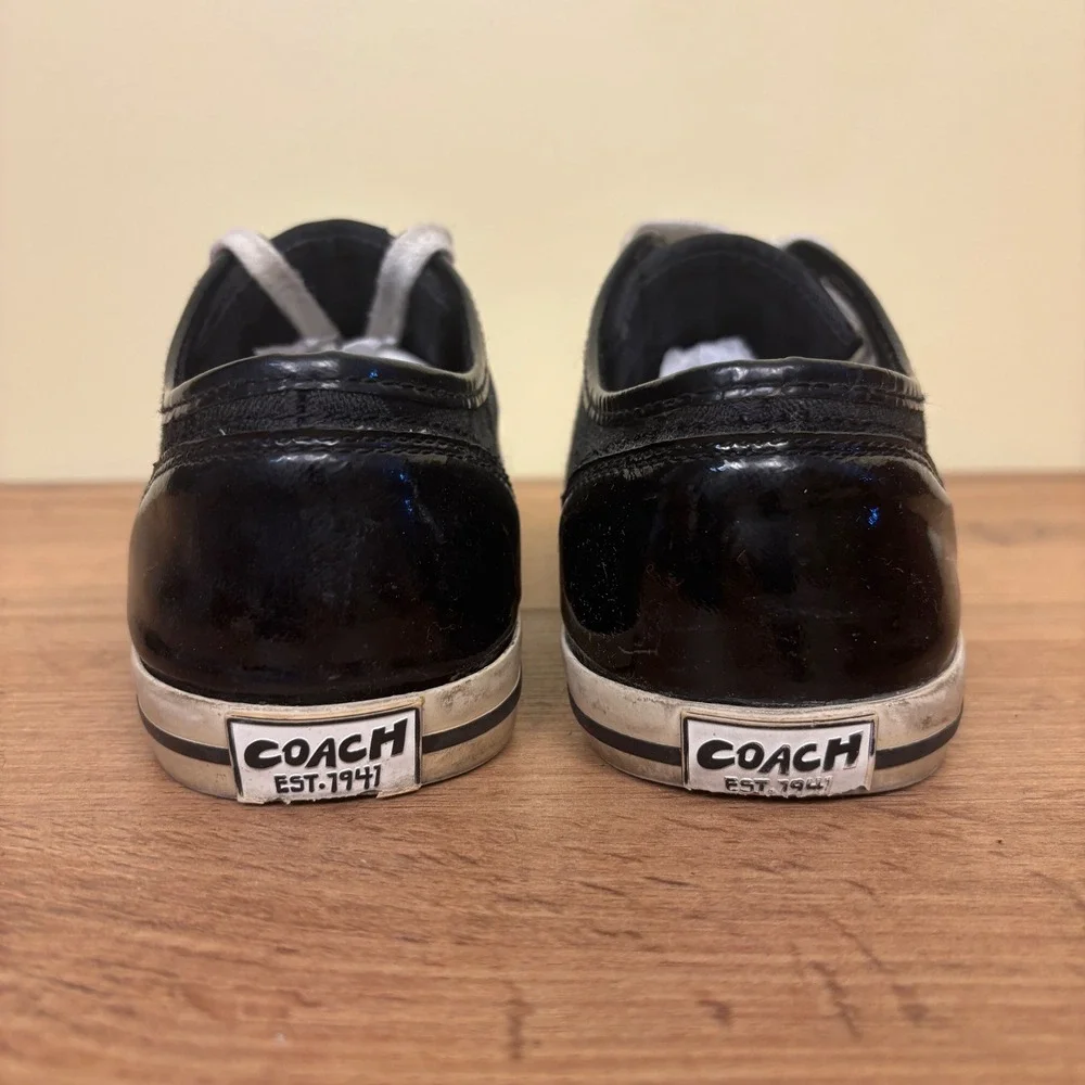 COACH Folly Signature Canvas Sneakers Black Women Size 7 Casual Everyday Comfort